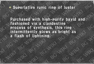 Superlative runic ring of luster