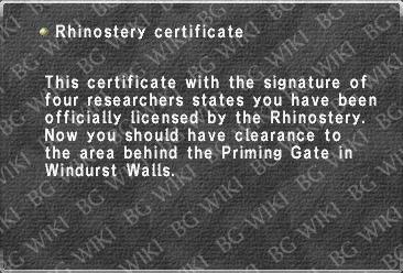 Rhinostery certificate