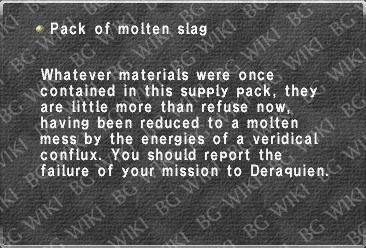 Pack of molten slag