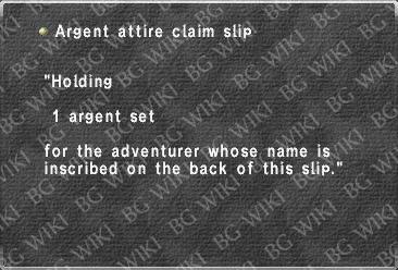 Argent attire claim slip