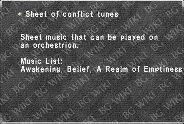 Sheet of conflict tunes