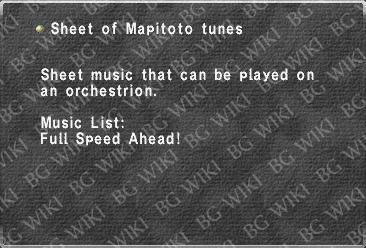 Sheet of Mapitoto tunes
