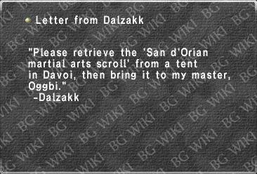 Letter from Dalzakk