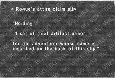 Rogue's attire claim slip