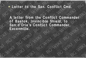 Letter to the San. Conflict Cmd. (Bastok)
