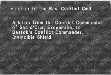 Letter to the Bas. Conflict Cmd. (San d'Oria)