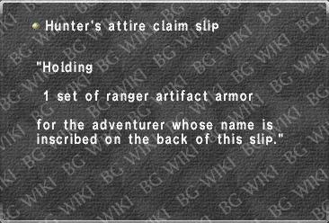 Hunter's attire claim slip