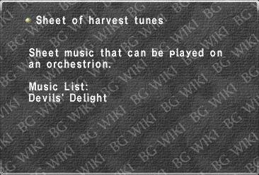 Sheet of harvest tunes