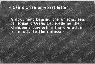 San d'Orian approval letter