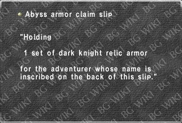 Abyss armor claim slip