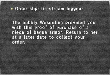 Order slip: lifestream leggear