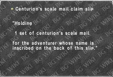 Centurion's scale mail claim slip