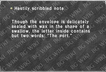 Hastily scribbled note