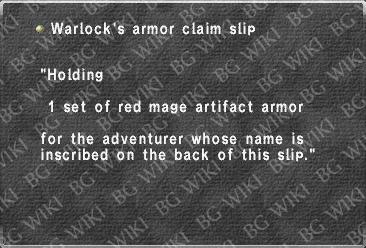 Warlock's armor claim slip