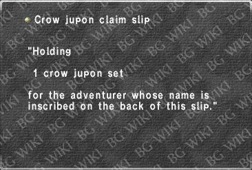 Crow jupon claim slip