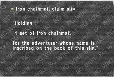 Iron chainmail claim slip