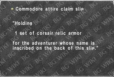 Commodore attire claim slip