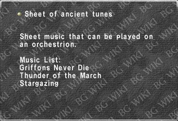 Sheet of ancient tunes