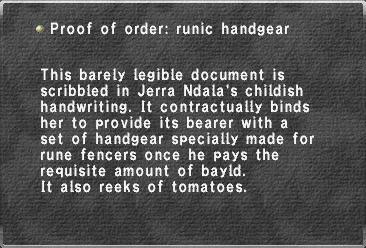 Proof of order: runic handgear