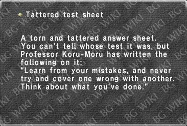 Tattered test sheet