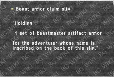 Beast armor claim slip