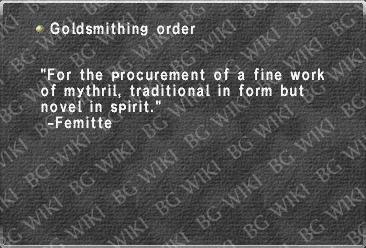 Goldsmithing order
