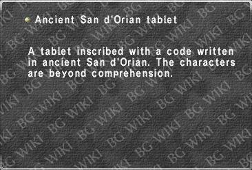 Ancient San d'Orian tablet
