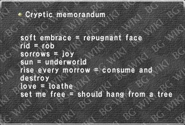 Cryptic memorandum