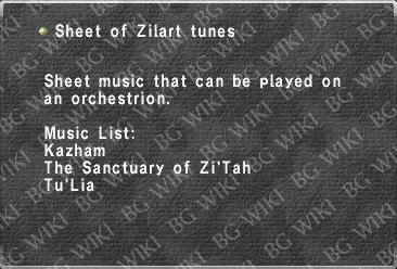 Sheet of Zilart tunes