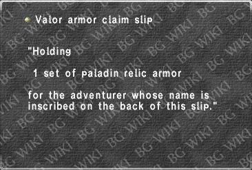 Valor armor claim slip