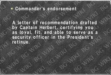 Commander's endorsement