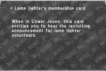 Lamp lighter's membership card
