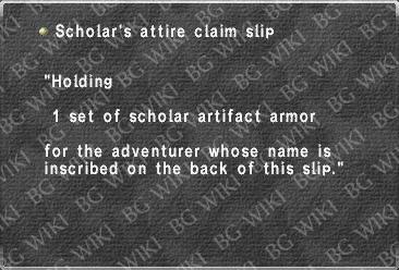 Scholar's attire claim slip