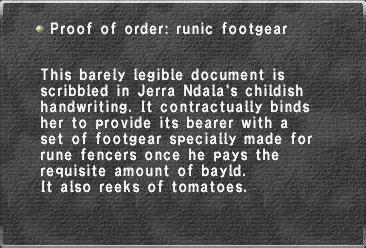 Proof of order: runic footgear