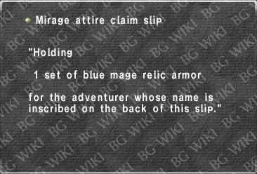 Mirage attire claim slip