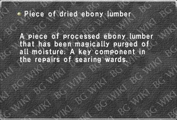 Piece of dried ebony lumber