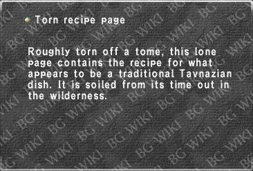 Torn recipe page